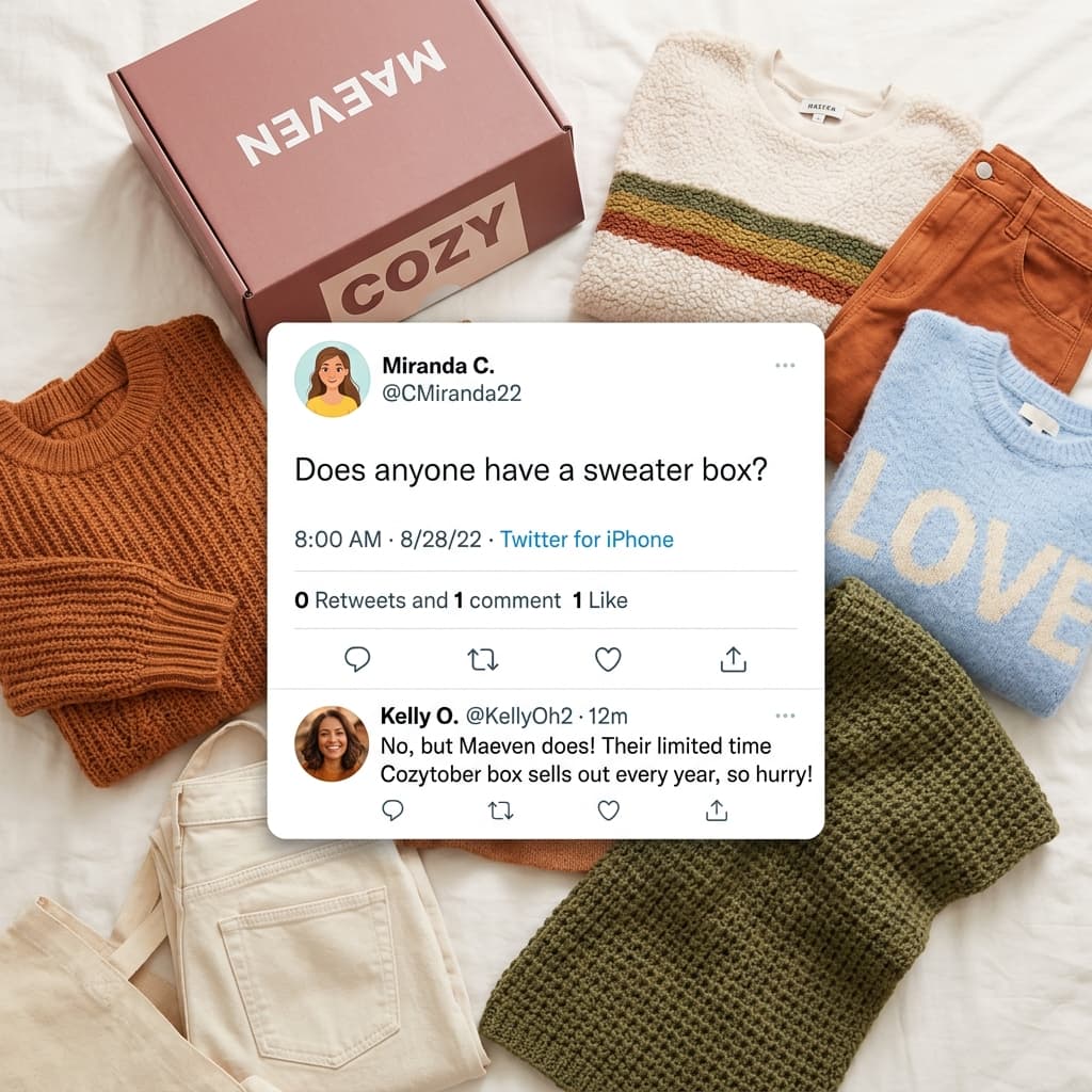 Maeven — Does Anyone Have a Cozy Sweater Box? (Twitter Thread)