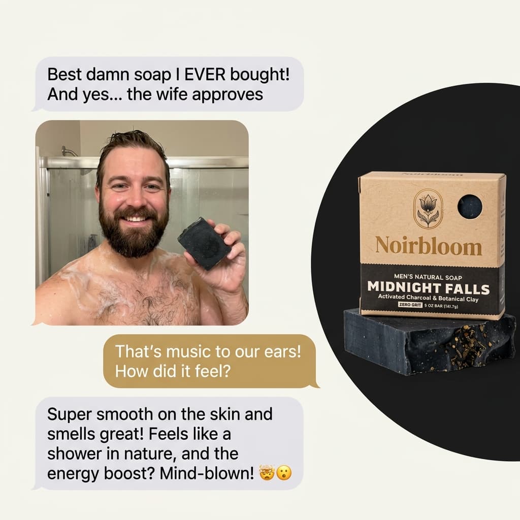 Noirbloom "Best Damn Soap" — iMessage Conversation Ad