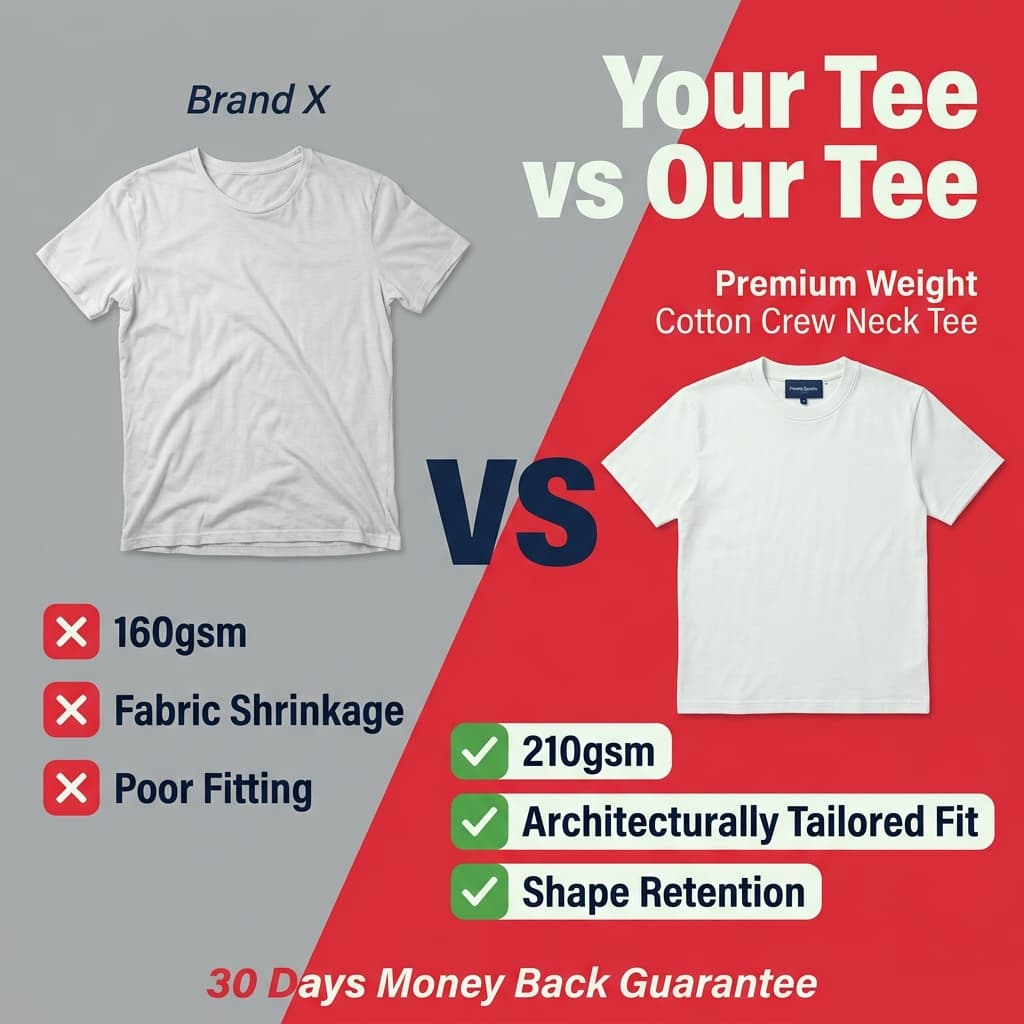 Forma Studio "Your Tee vs Our Tee" — Diagonal Split Comparison Ad