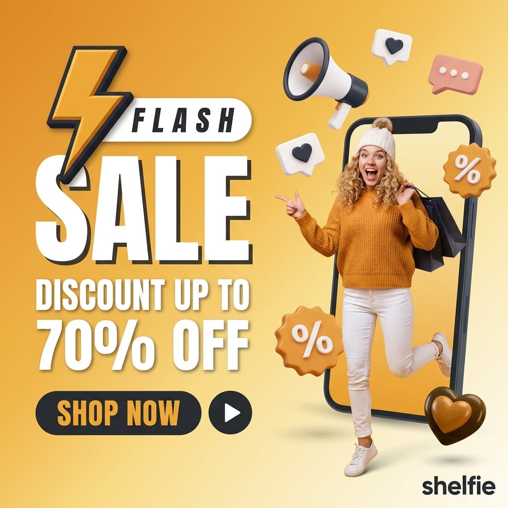 Shelfie Flash Sale — 70% Off Social Commerce Promo Ad