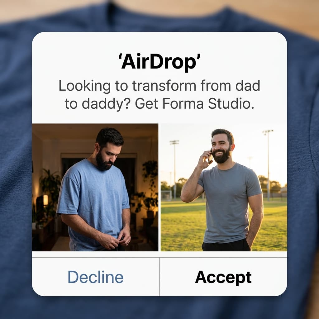 Forma Studio "Dad to Daddy" — Fake AirDrop Notification Ad
