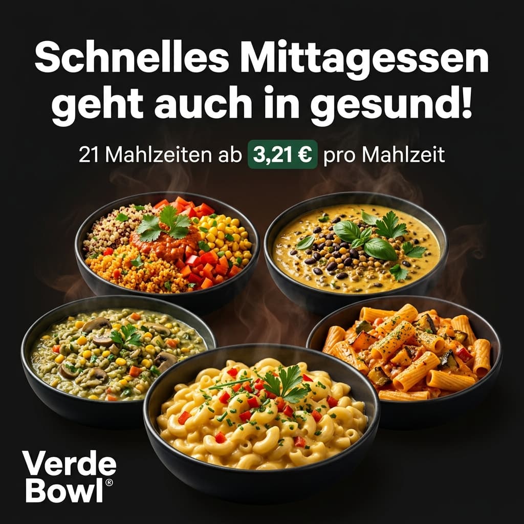 Verde Bowl "Schnelles Mittagessen" — German Meal Variety Showcase Ad