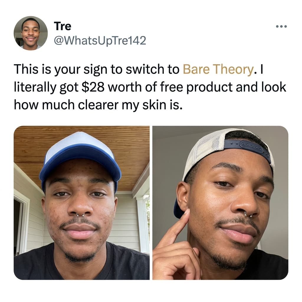 Bare Theory "This Is Your Sign to Switch" — Fake Tweet Before/After Ad