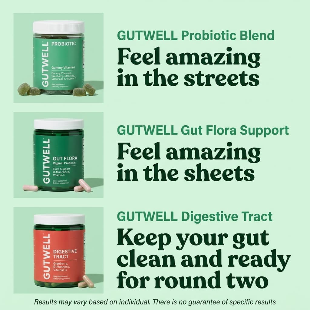 Gutwell Three-Product Lineup — Cheeky Tagline Showcase Ad