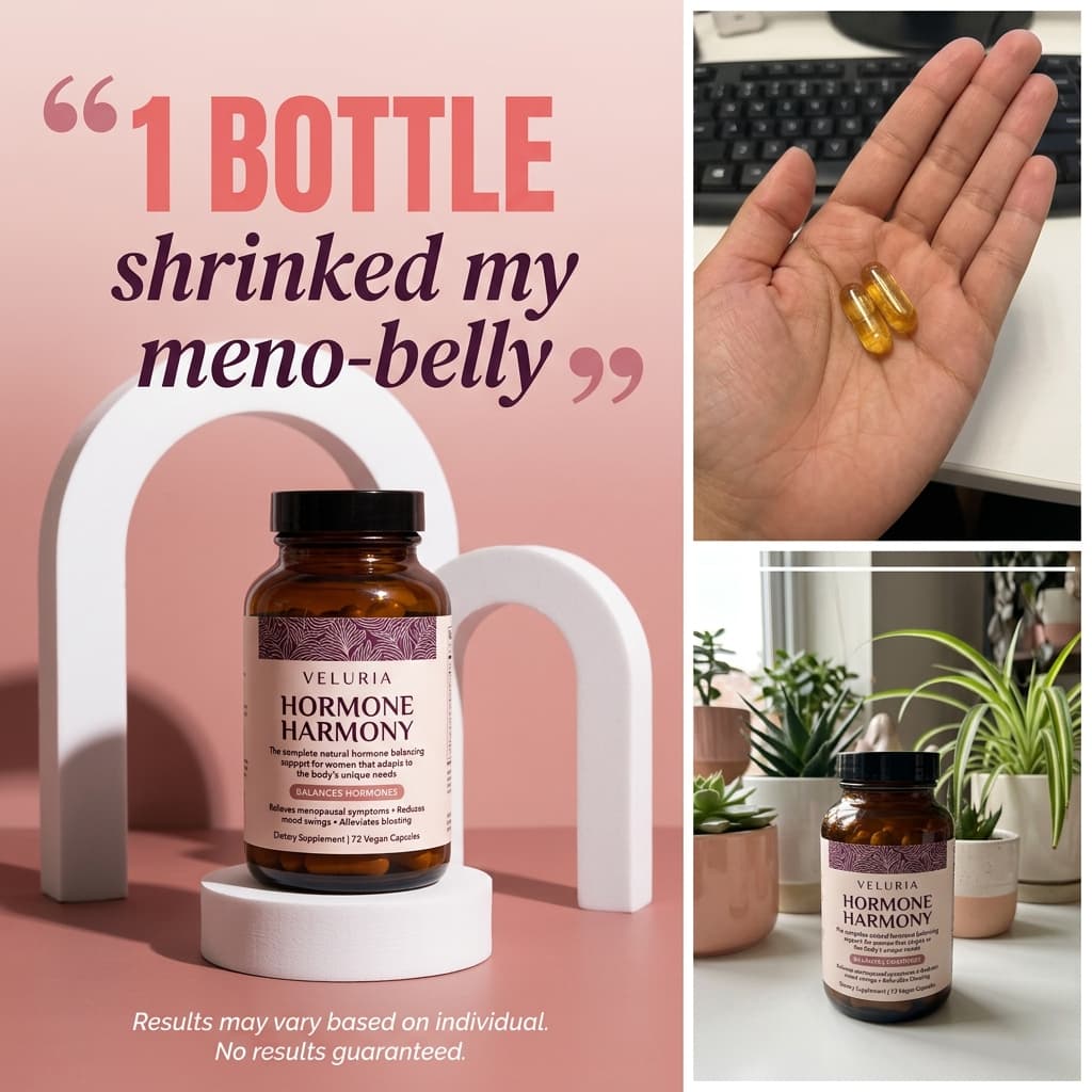 Veluria "1 Bottle" Testimonial — Multi-Panel Wellness Ad
