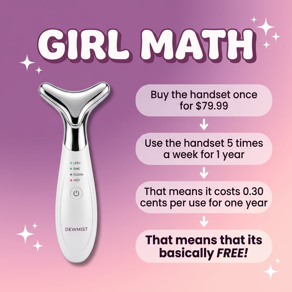 Dewmist "Girl Math" — Beauty Device Cost Breakdown Ad