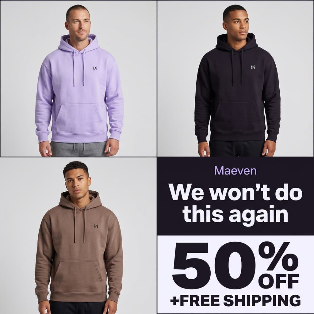 Maeven 50% Off Hoodie Sale — Urgency Grid Ad