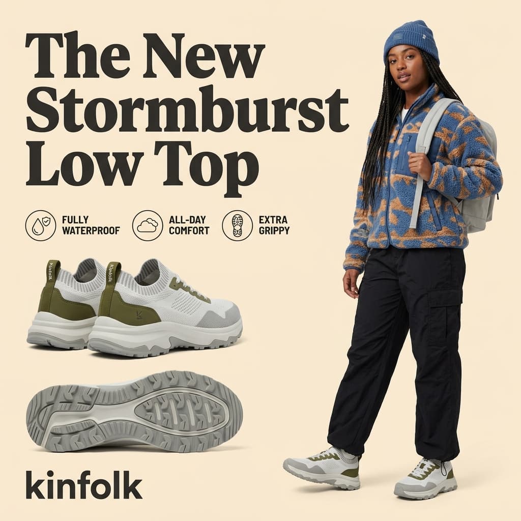 Kinfolk Apparel "The New Stormburst Low Top" — Product Launch Ad