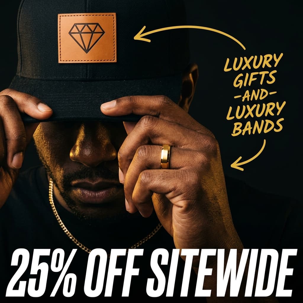 Auranova "25% Off Sitewide" — Bold Masculine Ring & Accessories Ad