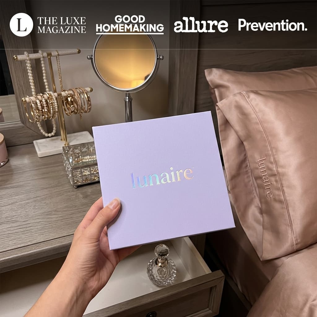 Lunaire "As Featured In" — Lifestyle Unboxing with Press Logos Ad