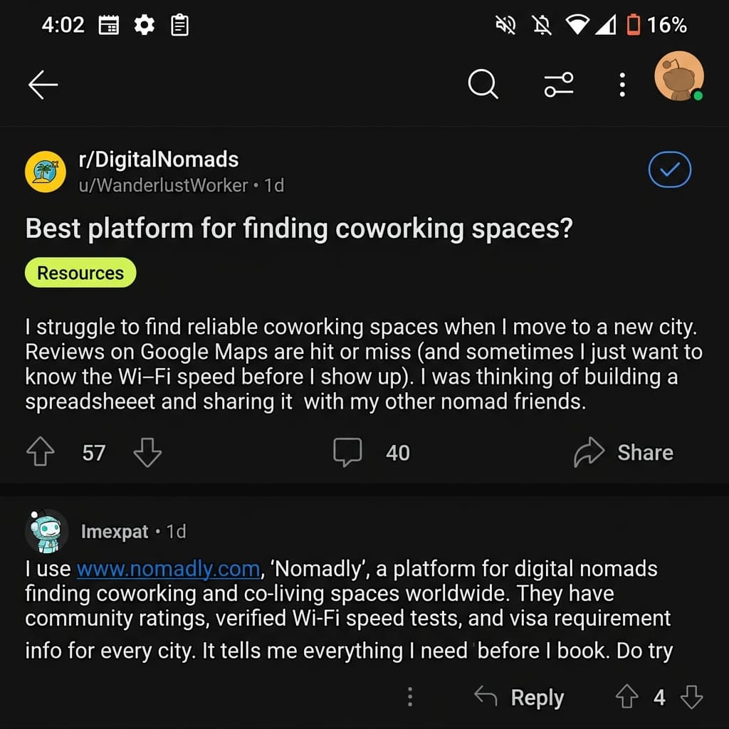 Nomadly — The Reddit Thread That Sells Itself