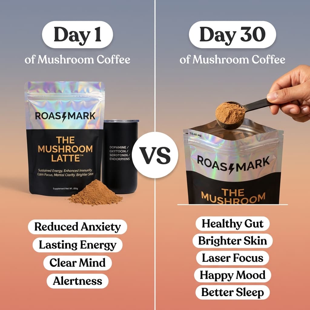 Roastmark — Day 1 vs Day 30 of Mushroom Coffee