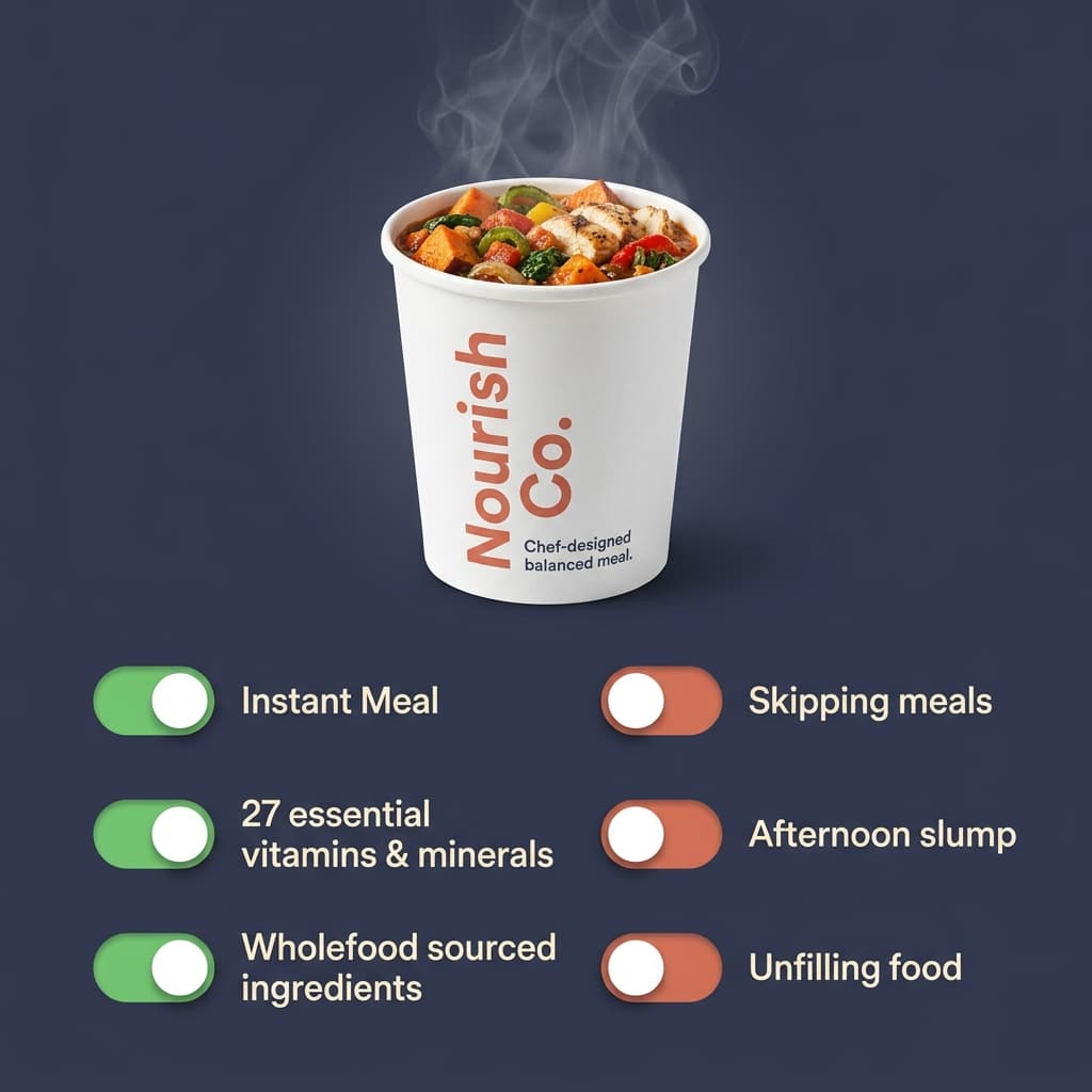 Nourish & Co. Toggle Switch — "Turn On Good, Turn Off Bad" Feature Ad