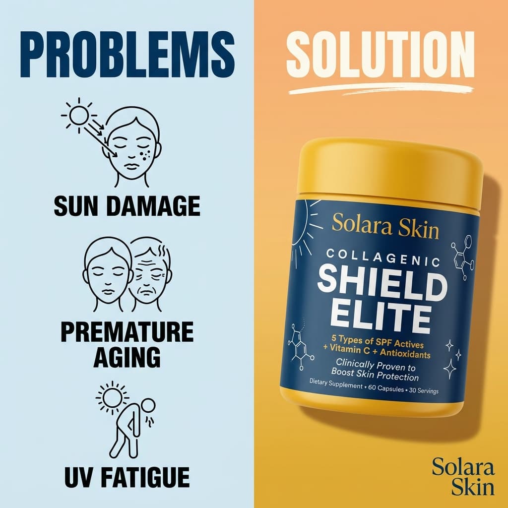 Solara Skin Problems vs. Solution — SPF Supplement Ad