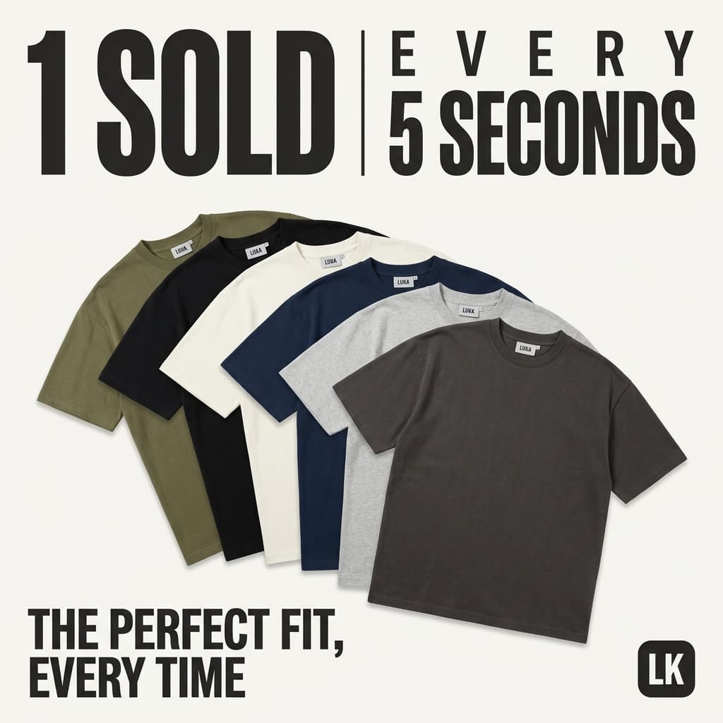 LUKA "1 Sold Every 5 Seconds" — T-Shirt Color Range Velocity Ad
